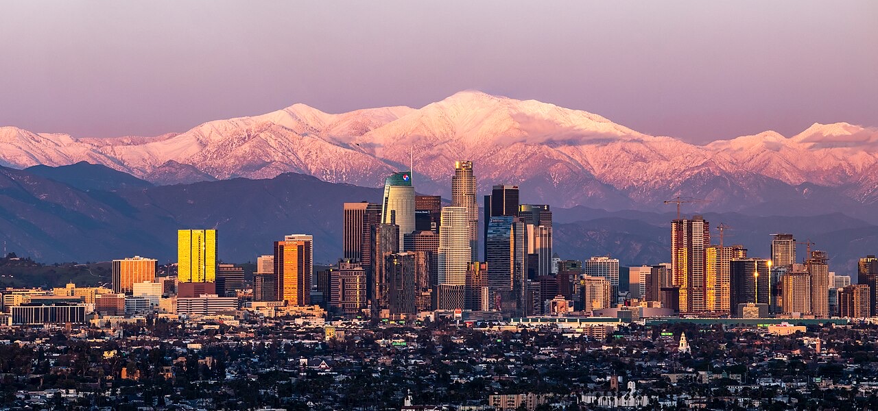Los Angeles with Mount Baldy behind