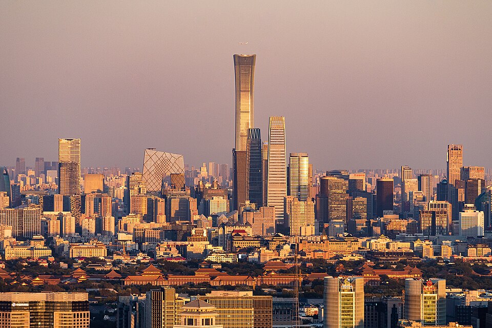 Skyline of Beijing CBD with B-5906 approaching (20211016171955), Beijing