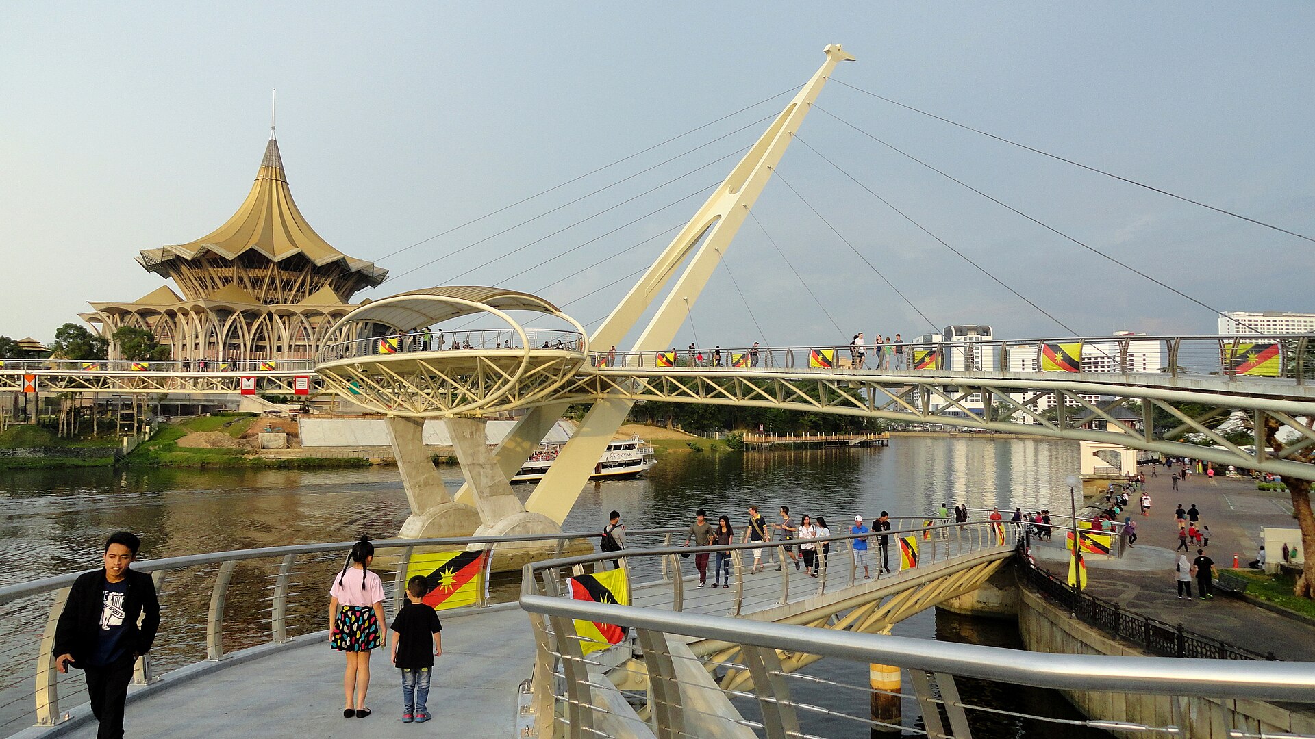 New Sarawak State Legislative Assembly Building from Darul Hana Bridge, Kuching, Sarawak, Kuching — flights from Kuala Lumpur to Kuching