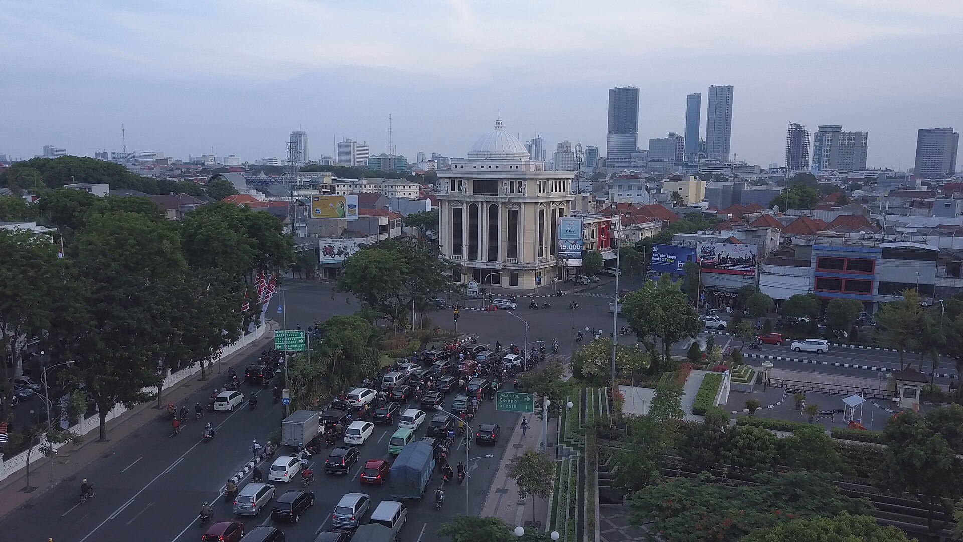 Aerial of Central Surabaya, early 2018, Surabaya — flights from Los Angeles to Surabaya