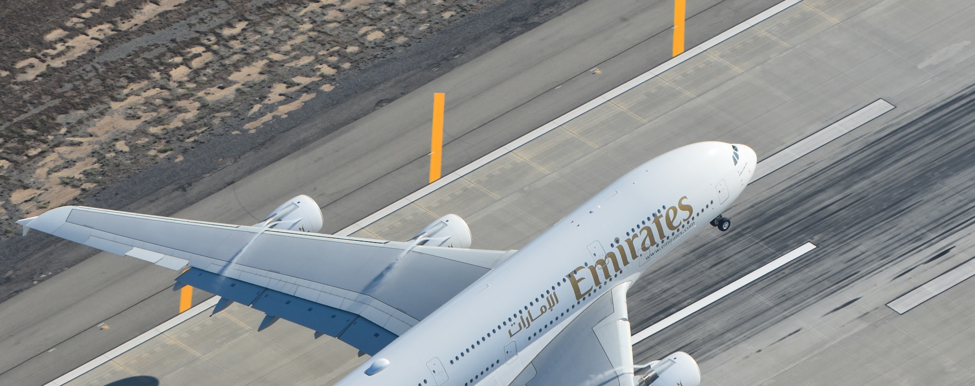 Emirates A380 departing Los Angeles International Airport