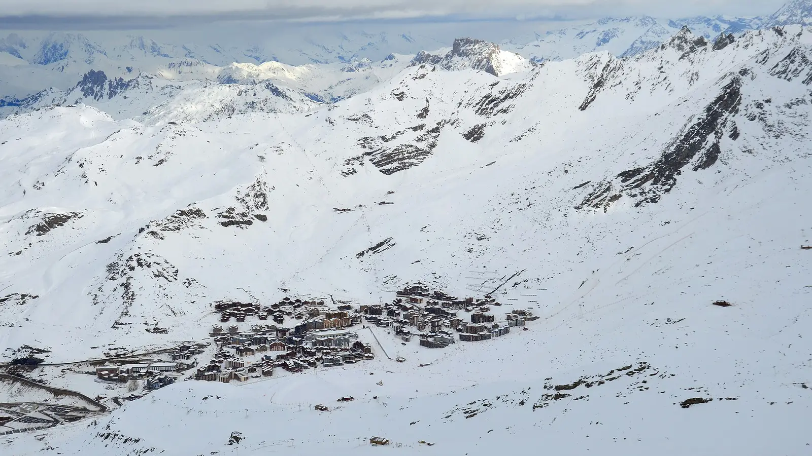 Val Thorens, Savoie, France — View of Val Thorens from Cime de Caron